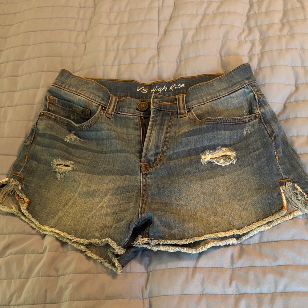 Victoria's Secret Light Blue Distressed High-Rise Jean Shorts